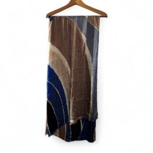 NWT Chico's Washed Stripe Oblong Enamel Blue Rayon & Silk Scarf